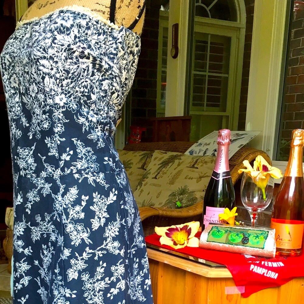 Strapless navy dress